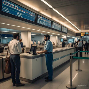 AIRLINE COUNTER IN AIRPORT